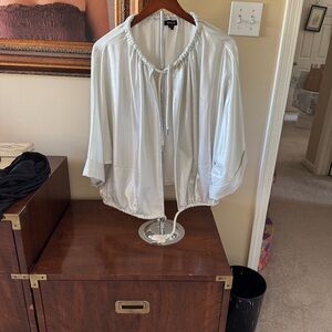 Worth New York Cream Satin Bomber Jacket